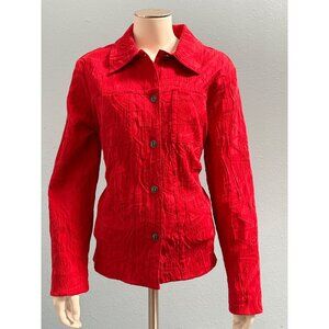 Kaktus Paisley Red Cotton Dressy Blazer Jacket Sz M Cotton Polyester